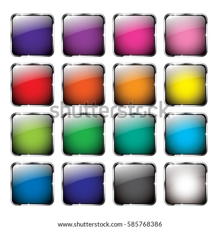 Set of abstract multi color backgrounds with a silver frame, with space for your text. Vector illustration.