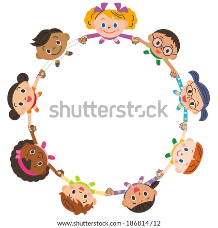 Circle Happy Children Different Races Stock Vector 74909485 - Shutterstock