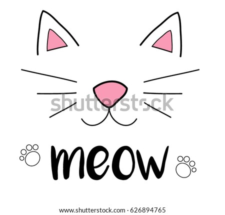 Cat Meow Vector Illustration Drawing Writing Stock Vector 626894765 ...