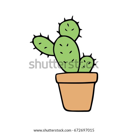 Cute Little Cacti Orange Beige Plant Stock Vector 672697015 - Shutterstock