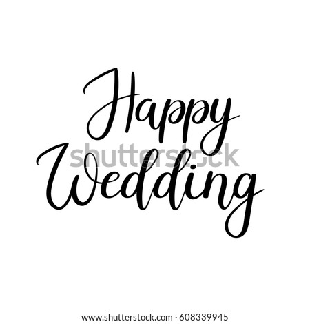 banner headline font Hand Wedding Stock Text Calligraphy Lettering Happy Vector