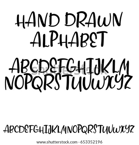 Hand Lettering Alphabet Modern Calligraphy Font Stock Vector 584740024 ...