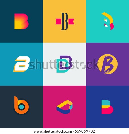 Letter B Logo Set Color Icon Stock Vector 539817841 - Shutterstock