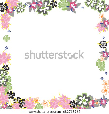 Cute Floral Frame Colorful Border Flowers Stock Vector (Royalty Free ...