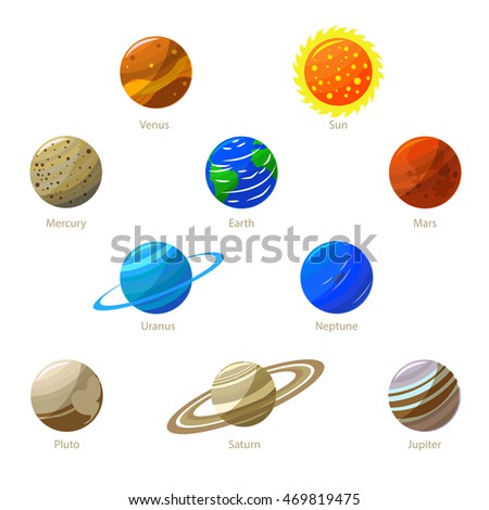 Colorful Solar System Planets Sun Set Stock Vector 469819475 - Shutterstock