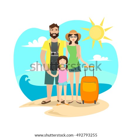 Download Happy Family Traveling Together Trip Mom Stock Vector ...