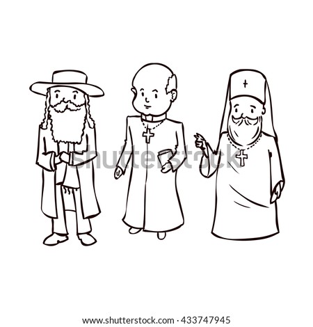 Priests Set Hand Drawn Cartoon Vector Stock Vector 433747945 - Shutterstock