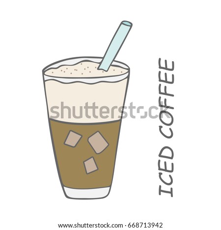 Iced Coffee And Simple Writing Hand Drawing Illustration Vector Iced Coffee And Simple Writing Hand Drawing Illustration Vector