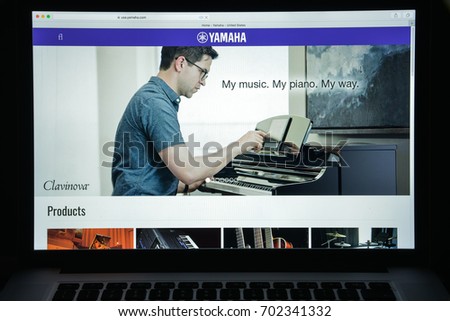 Milan, Italy - August 10, 2017: Yamaha website homepage. Yamaha logo visible.