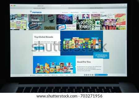 Milan, Italy - August 10, 2017: Pepsi co website homepage. It is an American multinational food, snack, and beverage corporation. Pepsico logo visible.