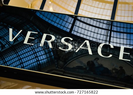 Milan, Italy - September 24, 2017: Versace store in Milan. Fashion week Versace shopping