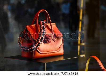Milan, Italy - September 24, 2017: Versace bag in a store in Milan