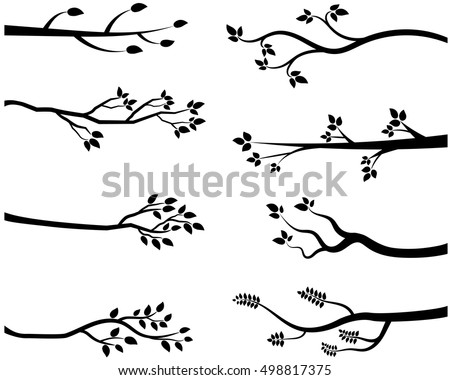 Stylized Vector Black Tree Branch Silhouettes Stock Vector 498817375 ...