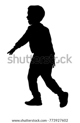 Little Boy Silhouette On White Background Stock Vector 719667670 ...