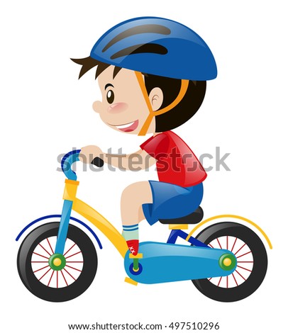 Cute Kid Riding His Bicycle Stock Vector 96350789 - Shutterstock