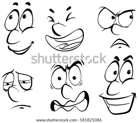 Facial Expression Comic Cartoon Style Stock Vector 115550065 - Shutterstock