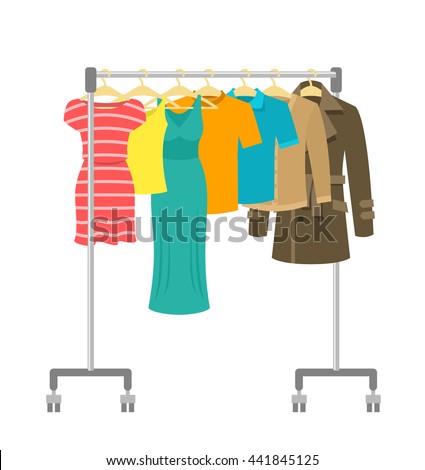 Hanger Rack Male Female Clothes Flat Stock Vector 441845125 - Shutterstock