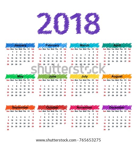 calendar months 2018