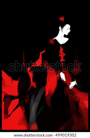 Vector illustration of japanese geisha beauty of asia woman in traditional kimono in Vector illustration of japanese geisha beauty of asia woman in traditional kimono in
