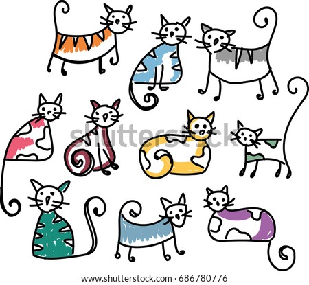 Collection Cat Sketches Various Positions Stock Illustration 19788472 ...