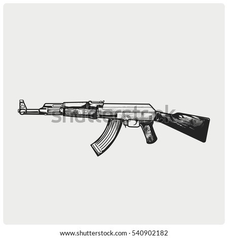 Kalashnikov Ak47 Machine Gun Stock Vector 524134426 - Shutterstock