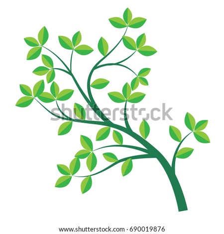 Vector Decorative Branch Silhouette Green Leaves Stock Vector 95898007 ...