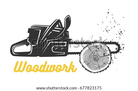Woodworking Chainsaw Logo Template Black And White Vector Objects Woodworking Chainsaw Logo Template Black And White Vector Objects