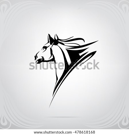 Vector Silhouette Horses Head Stock Vector 478618168 - Shutterstock