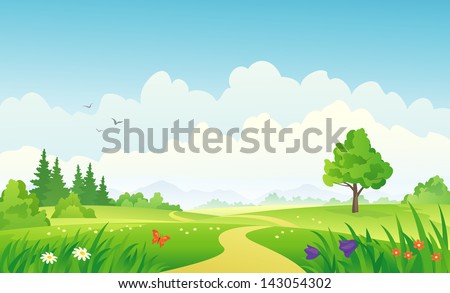 Vector illustration of a beautiful summer landscape