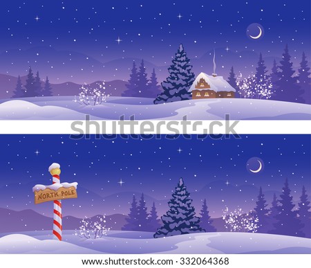 christmas shutterstock banner Vector Stock Night Cartoon Christmas Banners Illustration