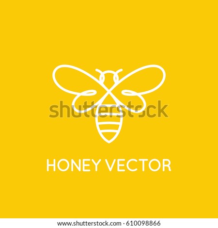 Vector logo design template in trendy minimal linear style - honey bee concept - emblem for food packaging
