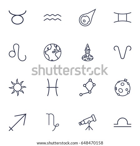 Set 16 Galaxy Outline Icons Setcollection Stock Vector 648470158 ...