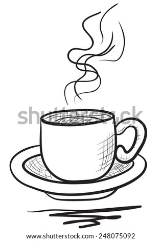 Vector Sketch Illustration Cup Coffee Stock Vector 169482620 - Shutterstock