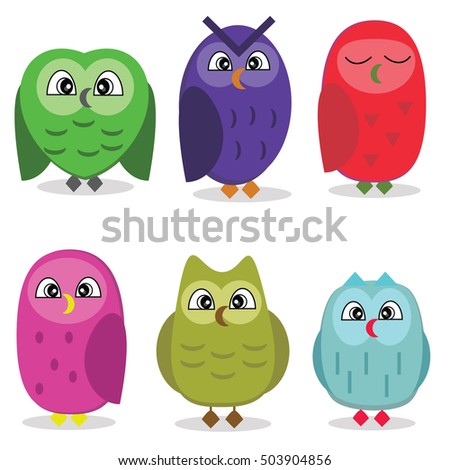 Set Cartoon Funny Birds Stock Vector 215515183 - Shutterstock