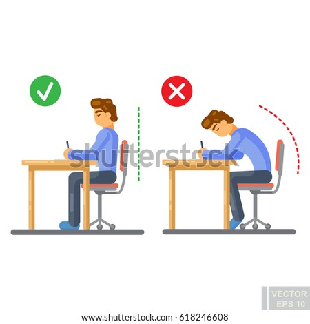 table vector alignment Vector Stock Vector Sitting Correct Working Alignment Body