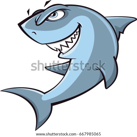 Angry Shark Cartoon Illustration On White Stock Vector 667985065 ...