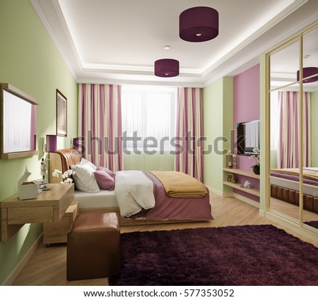 modern bedroom interior design 3d render