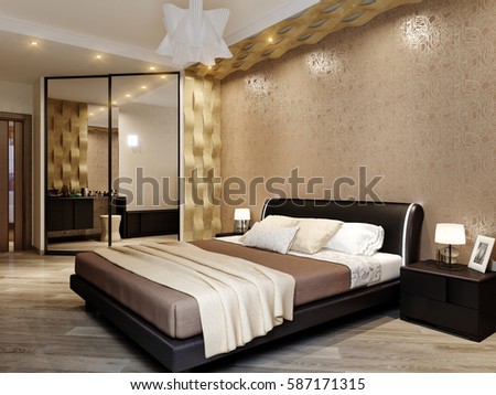 modern bedroom interior design 3d rendering