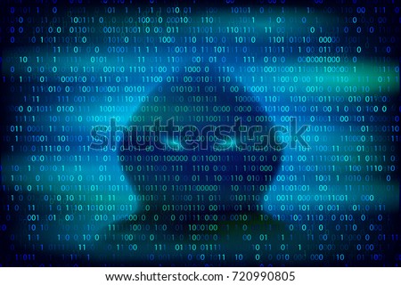 Hacker Silhouette On Blue Background Binary Stock Vector 720990805 ...