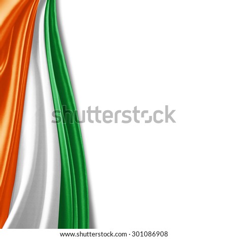 ivory coast flag of silk with copyspace for your text or images and white background