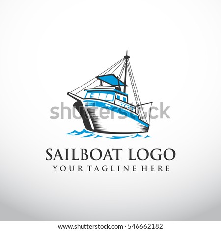 fishing boat logo template. Vector Illustration eps.10