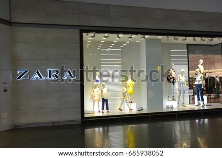 KLAIPEDA,LITHUANIA-JUNE 05: ZARA fashion store on June 05,2017 in Klaipeda,Lithuania.