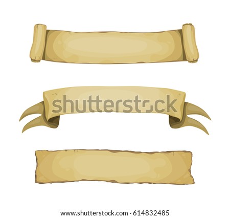 Set Cartoon Vector Medieval Banners Scrolls Stock Vector 614832485