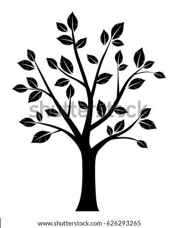 Black Vector Tree Silhouette Illustration Isolated Stock Vector ...