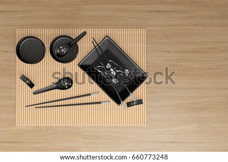Japanese Table Setting Traditional Mat Sushi Stock Illustration ... Japanese Table Setting Traditional Mat Sushi Stock Illustration ...