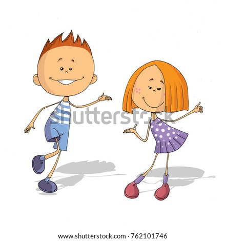 Cartoon Stick Girls Friends Kids Leisure Stock Vector 101424076 ...