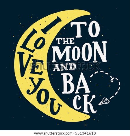 Love You Moon Back Hand Drawn Stock Vector 551341618 - Shutterstock