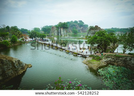 View from top of Buu Long lake, Bien Hoa city, Dong Nai province, Vietnam.