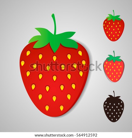 Strawberries in a different of styles on a white background. Vector eps 10.