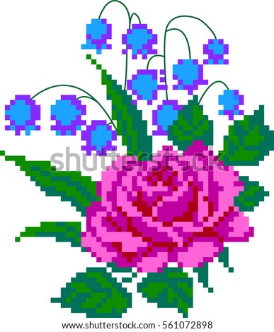 Pixel Flowers Stock Vector 561072898 - Shutterstock